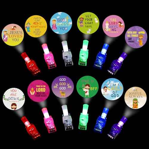 Tuanse 36 Pcs Christmas Christian Finger Lights Gifts Bulk Christian Bible Jesus Church Finger Flashlights Glow in The Dark Religious Inspirational Party Favors for Kids Christmas Halloween Gifts