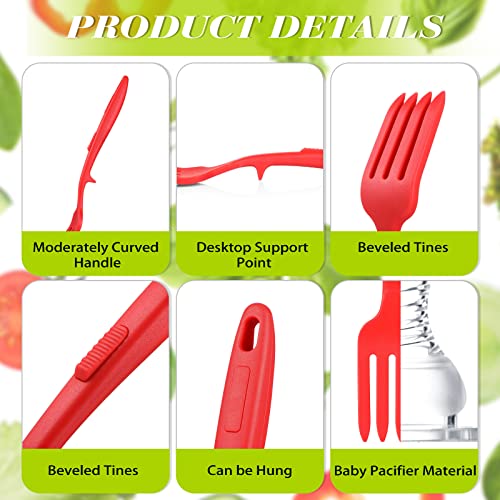 Mixweer Silicone Cooking Forks 2 Pack Heat Resistant 11.6 Inches Red & Black