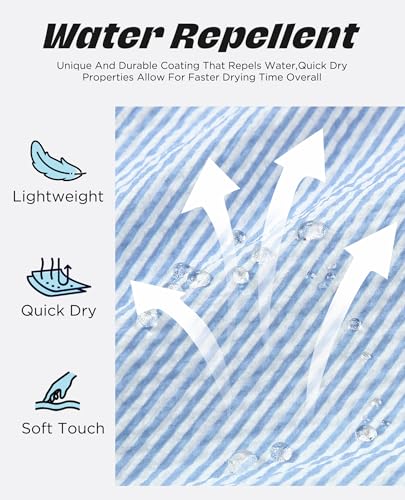 Men's Swim Trunks with Compression Liner 7 Inch Quick Dry - Medium B-Blue White Stripe