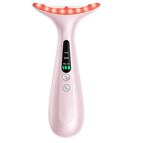 Facial and Neck Massager for Face, Neck - Skin Lifting & Firming - Wrinkle & Dark Circle Reducer - at Home Skin Care Face Sculpting Tool and Neck Massager-Pastel Pink