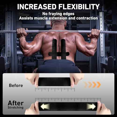 PreCut Kinesiology Tape for Lower Back, 12PCS Kinesiology Tape Precut for Lower Back, KTQUICK Original Cotton Waterproof&Breathable Latex-Free, Enhance Elastic Athletic Tape for Support Muscle(Black)