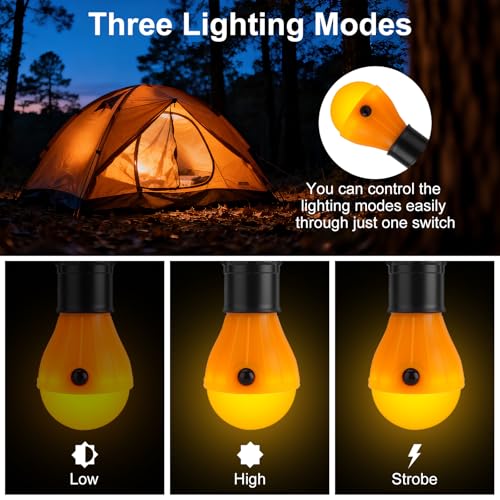 4 Pack Camping Light Bulbs with Amber Yellow Color, Bug Resistant Portable Lantern for Kids & Outdoor Activities
