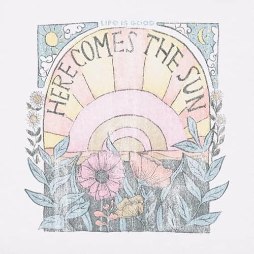 Women's Here Comes The Sun Hippie Short Sleeve Crusher-LITE Tee Medium Cloud White
