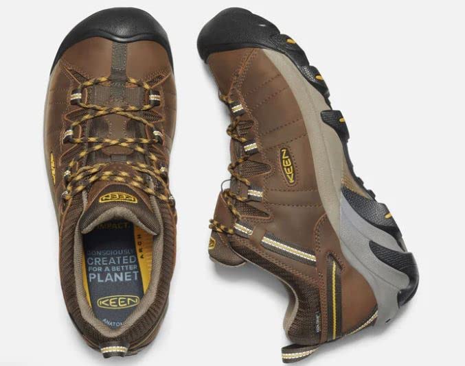 KEEN Men's Targhee 2 Low Height Waterproof Hiking Shoes, Cascade Brown/Golden Yellow, 12 Wide