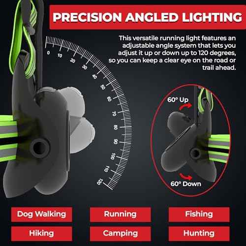 LUMEFIT Running Lights for Runners with Yellow Reflective Vest, Adjustable Beam Night Safety LED Chest Light Run, Dog Walking, and Jogging Gear, Rechargeable Headlamp Flashlight