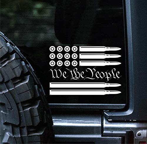 We The People Bullet Flag Vinyl Car Decal Sticker - White, 6 Inch