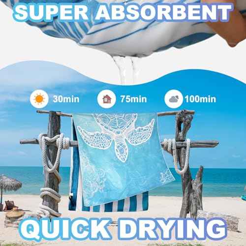 Beach Towels Oversized - 2 Pack 78'' X 35''(200 x 90 cm) Extra Large Beach Towels, 250 GSM Thicken Microfiber Sand Free Lightweight Quick Dry Beach Towel, Yoga Pool Gym Camping Travel Towel for Adults