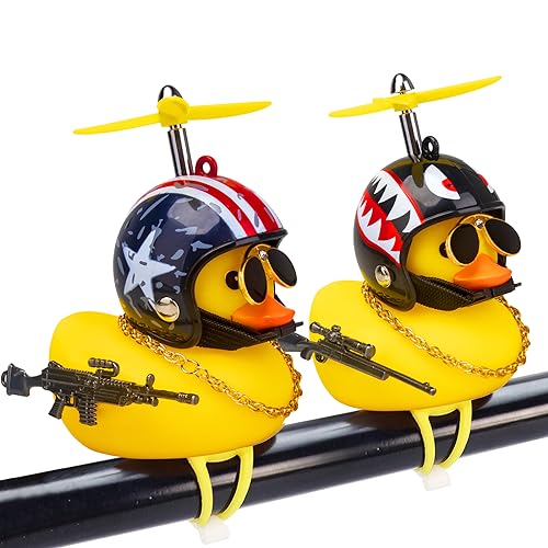 2Pcs Rubber Duck Car & Bicycle Decorations - Squeeze & Fun Dashboard Ornaments