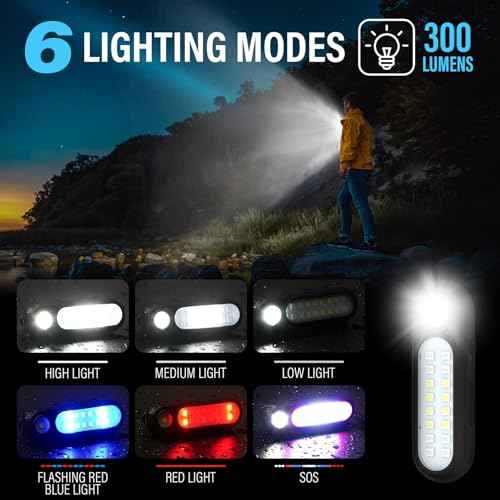 Running Lights for Runners, Rechargeable Clip On Flashlight for Runners Safety Light for Walking at Night, Portable Hands Free Flashlight for Walking Dog, LED Work Light Warning Flashing Camping(2Pcs)