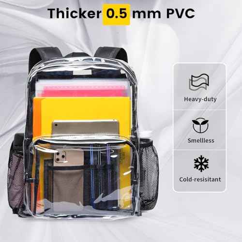 Vorspack Clear Backpack - Heavy Duty PVC Transparent See Through Backpack for College & Workplace