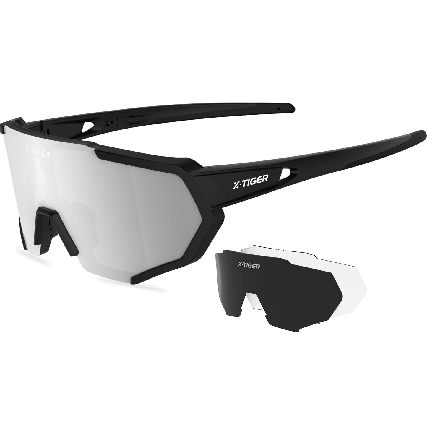X-TIGER Polarized Sports Sunglasses with 3 Interchangeable Lenses,Mens Womens Cycling Glasses,Baseball Running Fishing Golf Driving Sunglasses