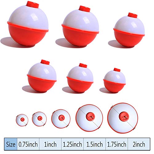 15pcs Red White Push Button Fishing Bobbers Float Buoys - 1 Inch