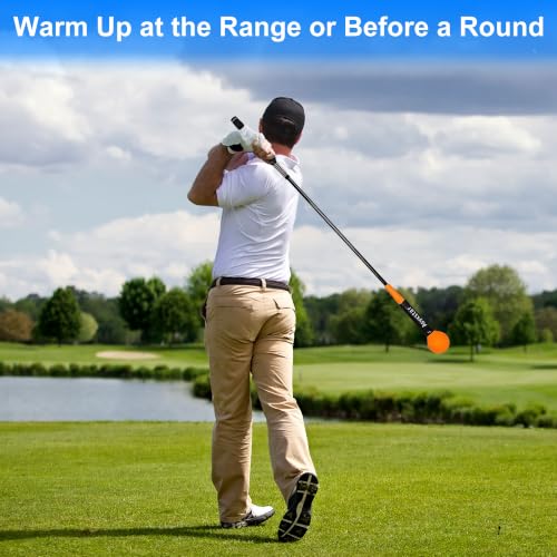 Orange 40-inch Golf Swing Trainer Aid for Power and Tempo Improvement