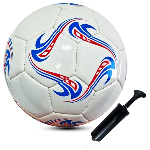Soccer Ball Size 3 Practice Training Ball for Boys Girls - White, Anti-Explosion Leather