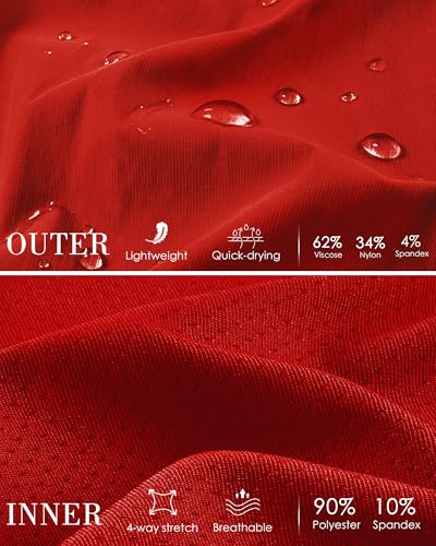Women's Quick Dry Cargo Skirt with 5 Pockets - High Waist Golf Skirt, Red, Medium