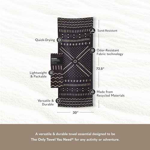 Nomadix Original Towel - Perfect for Beach, Pool, Travel, Camping, Yoga - Made with Recycled Materials - Super Absorbent - Sand Resistant - Mud Cloth - 72.5" x 30"