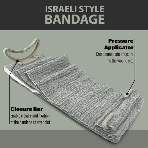Israeli 4 Inch Compression Bandage - Trauma Wound Dressing, Sterile EMS Emergency Stop Bleeding, Pack of 1 - Variation 1