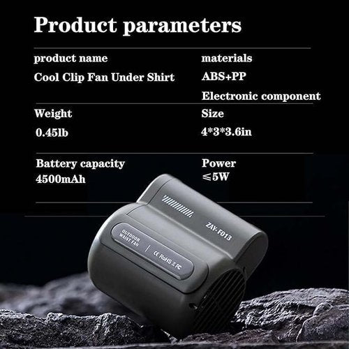 Waist Fan Under Shirt Portable Cool Clip Fan, Bladeless Waist Mounted Electric, Mini Belt Clip on, 4500mAh Extra-long Standby USB Rechargeable, Great for Outdoor Works Camping Fishing Travel (black)