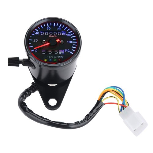 KIMISS 12V Universal Motorcycle Odometer,LED BacklightMotorcycle Dual Odometer Speedometer Gauge Kit Cafe Racer Motorcycle Speedometer mph