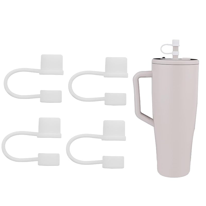 White 4-Pack Silicone Straw Tip Covers for Brumate Era 30oz/40oz Tumblers