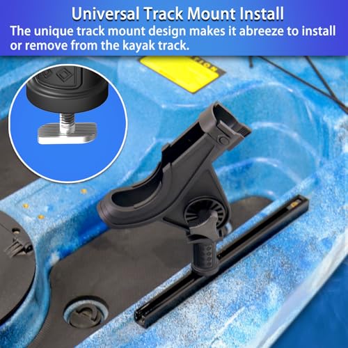 Kayak Track Fishing Rod Holder with Rubber Strap - Pack of 1 - Adjustable & Easy Install