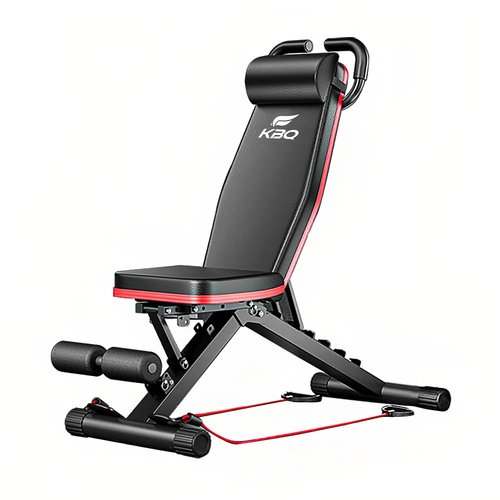 Adjustable Roman Chair for Home Gym – Foldable Back Extension Bench for Core, Hip & Lower Back Workout – Multi-Functional Hyperextension Bench with Tension Rope for Full-Body Exercise