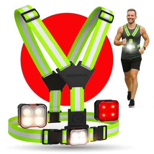 Reflective Running Vest and Gear - Reflective Vest Including Rechargeable & Removable Running Lights for Runners - Perfect for Night Walking with Safety Lights to Provide High Visibility