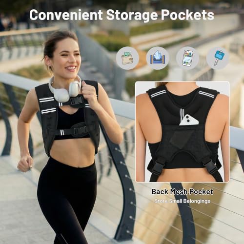 Weighted Vest for Fitness & Strength Training 8lb-16lb Adjustable Reflective