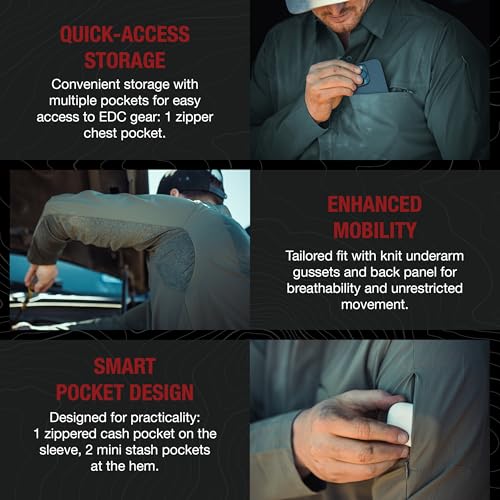 Vertx Expedition Men's Long Sleeve Shirt, Tactical, CCW Compatible, with Sun Protection