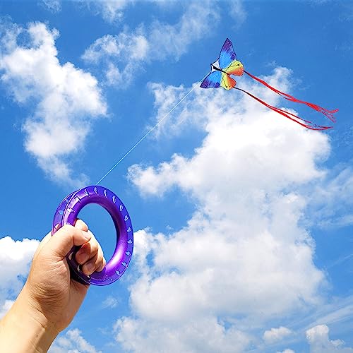 Kids Kite Hoop Set with Reinforced Line - Blue & Purple, Easy to Use
