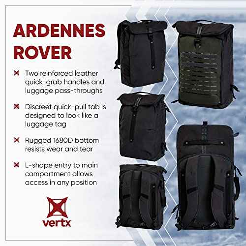 Vertx Ardennes Mens Tactical Backpack Medium Molle Laptop Rucksack for Travel, Work, Outdoor Utility Gear Bag, Canvas, Rover Ash Grey