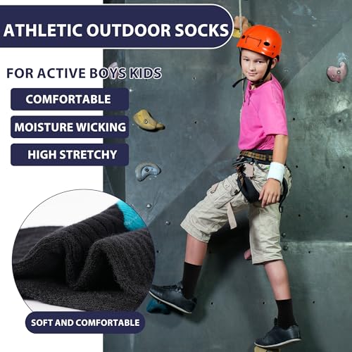 12 Pairs Boys Crew Socks, Athletic Socks for 1-14 Years – Variation: 5-7 Years / #1 Boys Black Socks