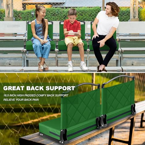 Green Stadium Seat with Back Support, 400lb Capacity, Foldable Bleacher Chair with Shoulder Strap - 1pc (Variation: Green / 1)