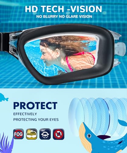 Kids Swimming Goggles Anti-Fog No Leaking 3 Pack | NSSIW — Black & Clear / Blue Purple Glitz & Silver Blue / Yellow Green Glitz & Pink