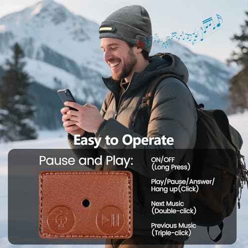 RANCOVY Bluetooth Beanie with Light, Musical Knit Hat with Wireless Headphone, LED Beanie with Bluetooth for Men Women