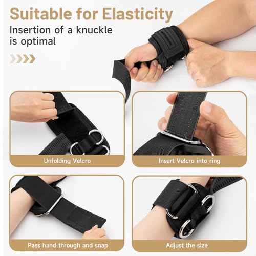 MANUEKLEAR Non-Slip Wrist Straps for Weightlifting Deadlifting, Gym Lifting Straps with D Rings for Cable Machine Workout, 10mm Neoprene Padded Weight lifting Wrist Wraps for Men Women
