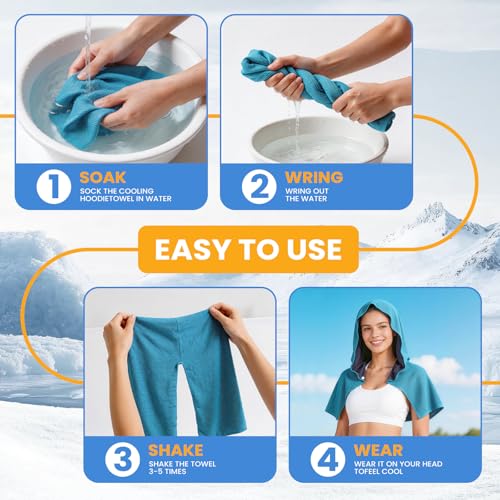 Cooling Hoodie Towels for Neck and Face 3 Pack - Light Gray Blue White