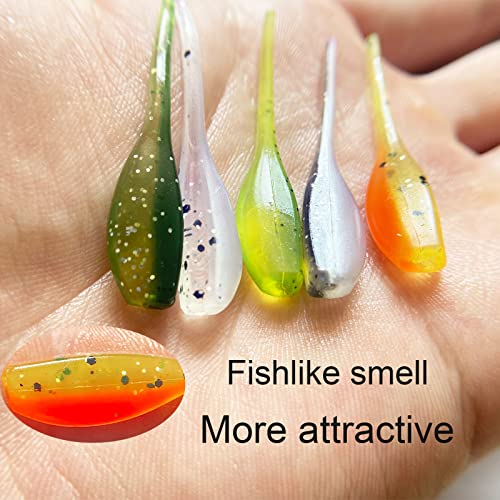 Crappie Fishing Lure Set 50pcs with Jig Heads & Hooks - 2in Baits, Includes Variation A