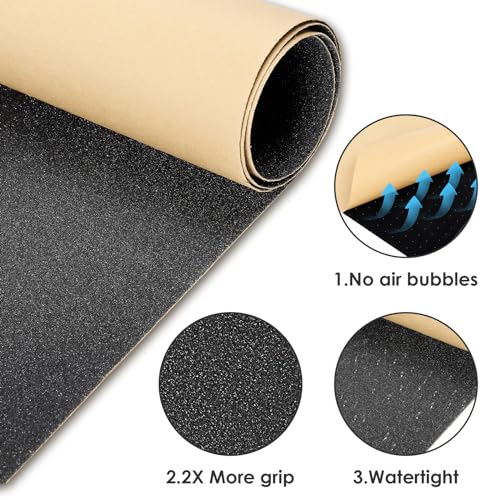 4 Pcs Skateboard Grip Tape 33x9 Inches No Air Bubbles Black - Variation of 4Pcs 9x33"