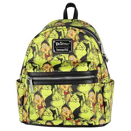 Loungefly Dr. Seuss GRINCH and Max All-Over Print Faux Leather Mini Backpack