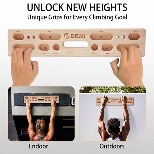 ebeau Climbing Hangboard Portable Hangboard Rock Climbing Holds for Climbing and Grip Training, Door-Mounted Workouts, and Pull-Up Bars for Rock Climbers for Climbers