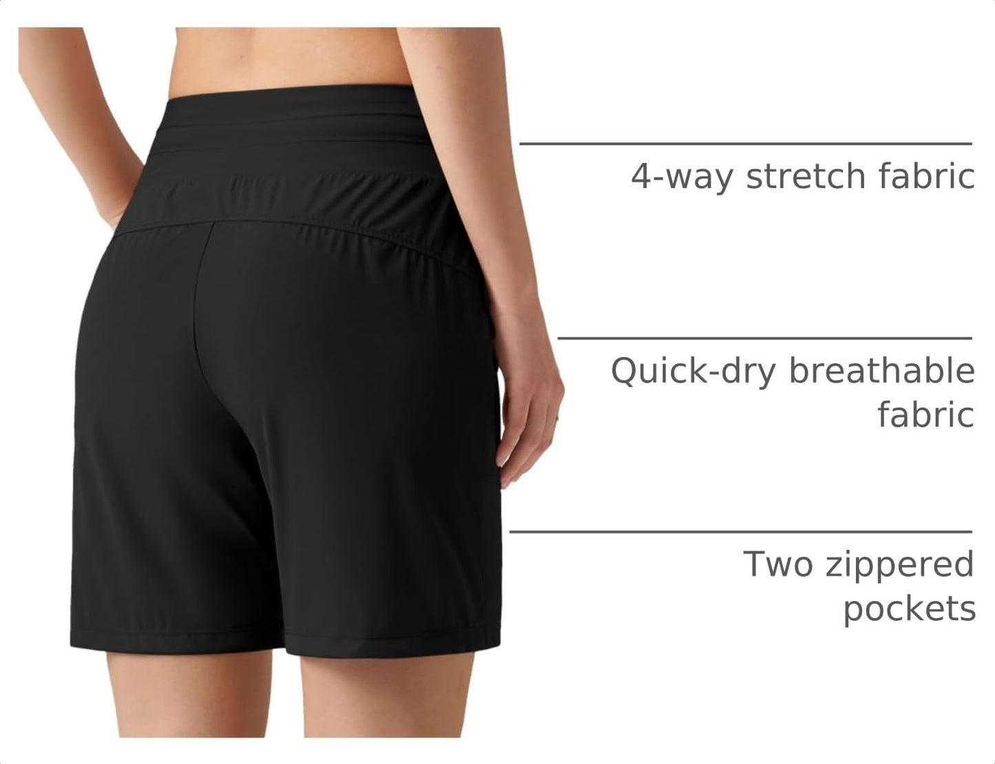Willit Women's Shorts Hiking Athletic Shorts Quick Dry Golf Outdoor Casual 7" Shorts Lightweight UPF50+ Black XL