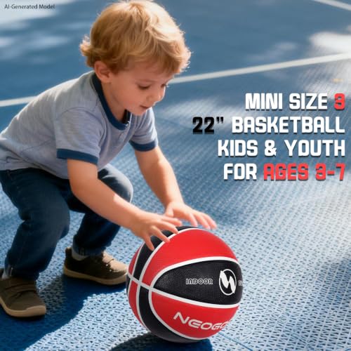 Kids Basketball Size 3 - Toddler Youth Rubber Ball for Indoor & Outdoor Play
