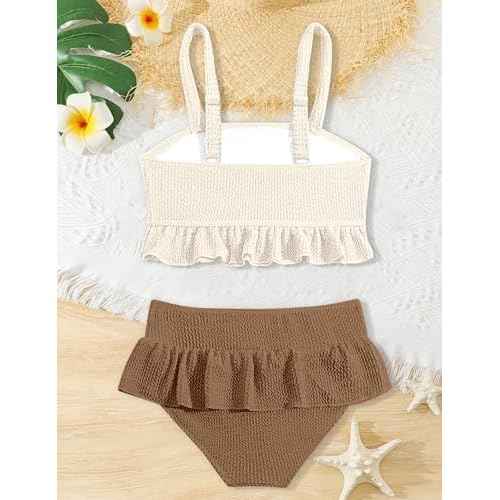 Migu Girls Swimsuits with Ruffled Hem Cute Bikini 2 Piece Bathing Suits for Girls Swimwear