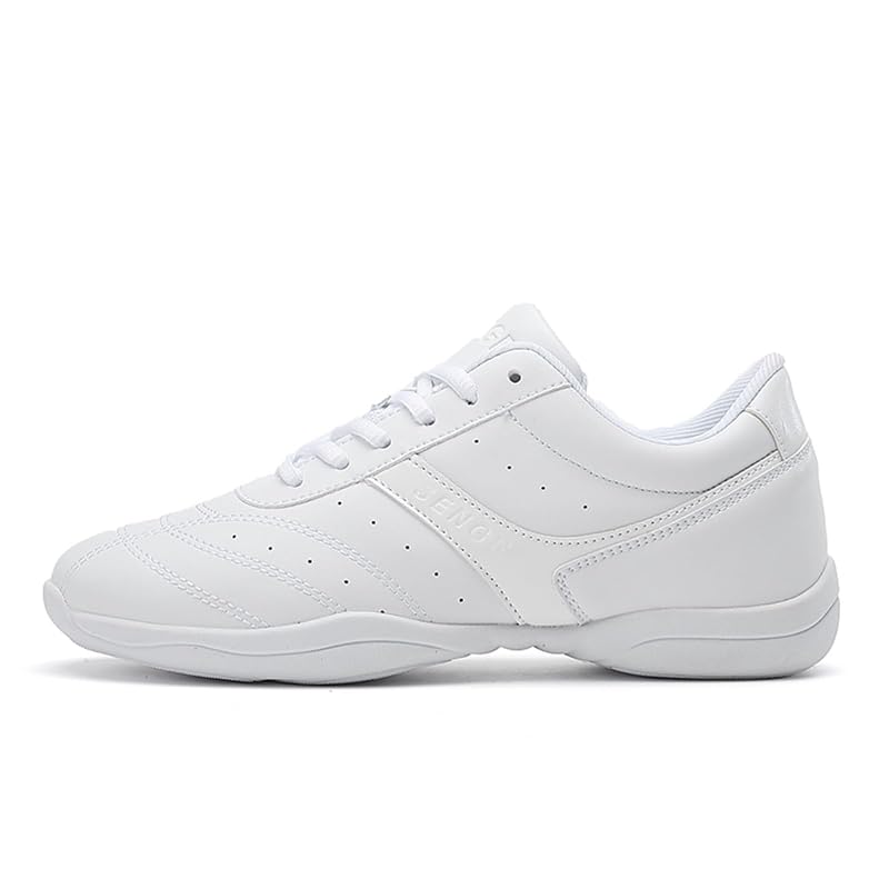 GlideMoves Little Kid Girls White Leather Tumbling Cheer Shoes - White, 10.5 Women/9.5 Men