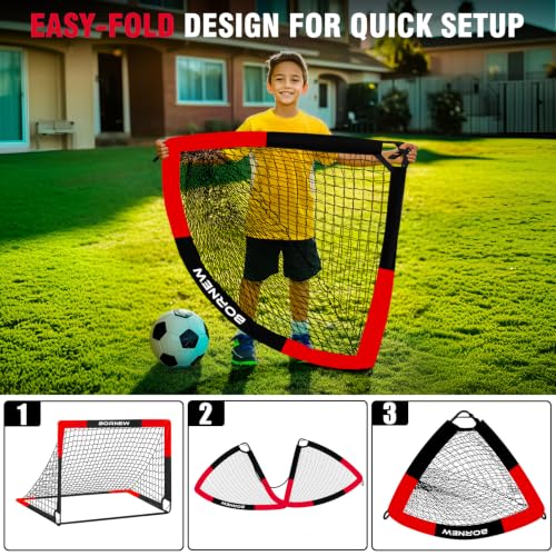 Kids Soccer Goals Set 6' x 4' with Black and Red Variation