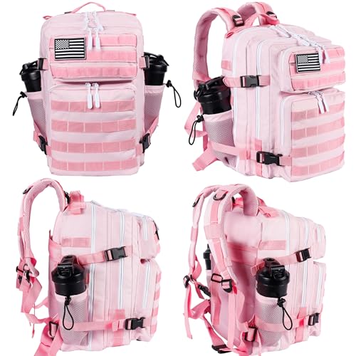 35L Pink Military Tactical Backpack with Molle System & Bottle Holder - Medium
