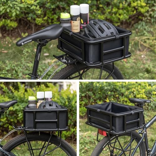 Large Bike Rear Basket 16.5x12.6x6 Inches with Cargo Net & Liner CXWXC
