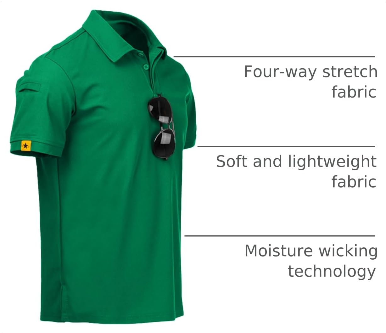 ZITY Mens Polo Shirt Short Sleeve Sports Tactical T-Shirt Athletic Golf Polos Daily Casual Stylish Collared Shirts for Men Viridian X-Large