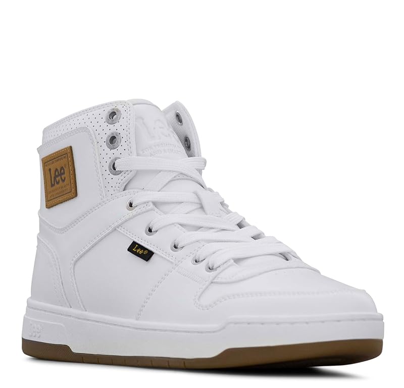 Lee Men’s Daybreaker Hi Retro Court Sneaker White Mono/Gum